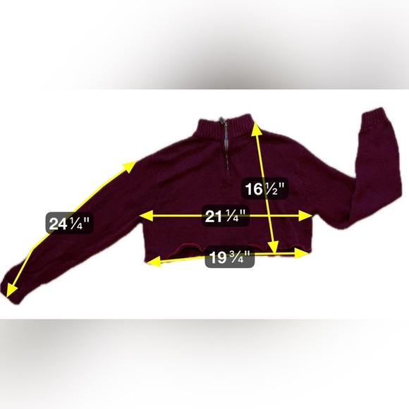 Repaved Burgundy Cropped Sweater Ribbed Knit Long Sleeve Streetwear Y2K Large - Picture 12 of 12
